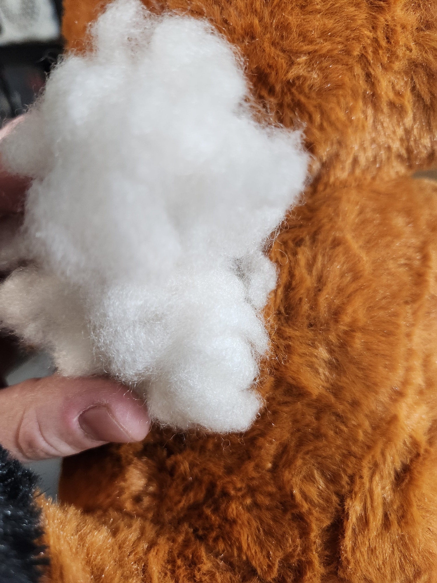 Stuffing inside Ruby the Red Panda
