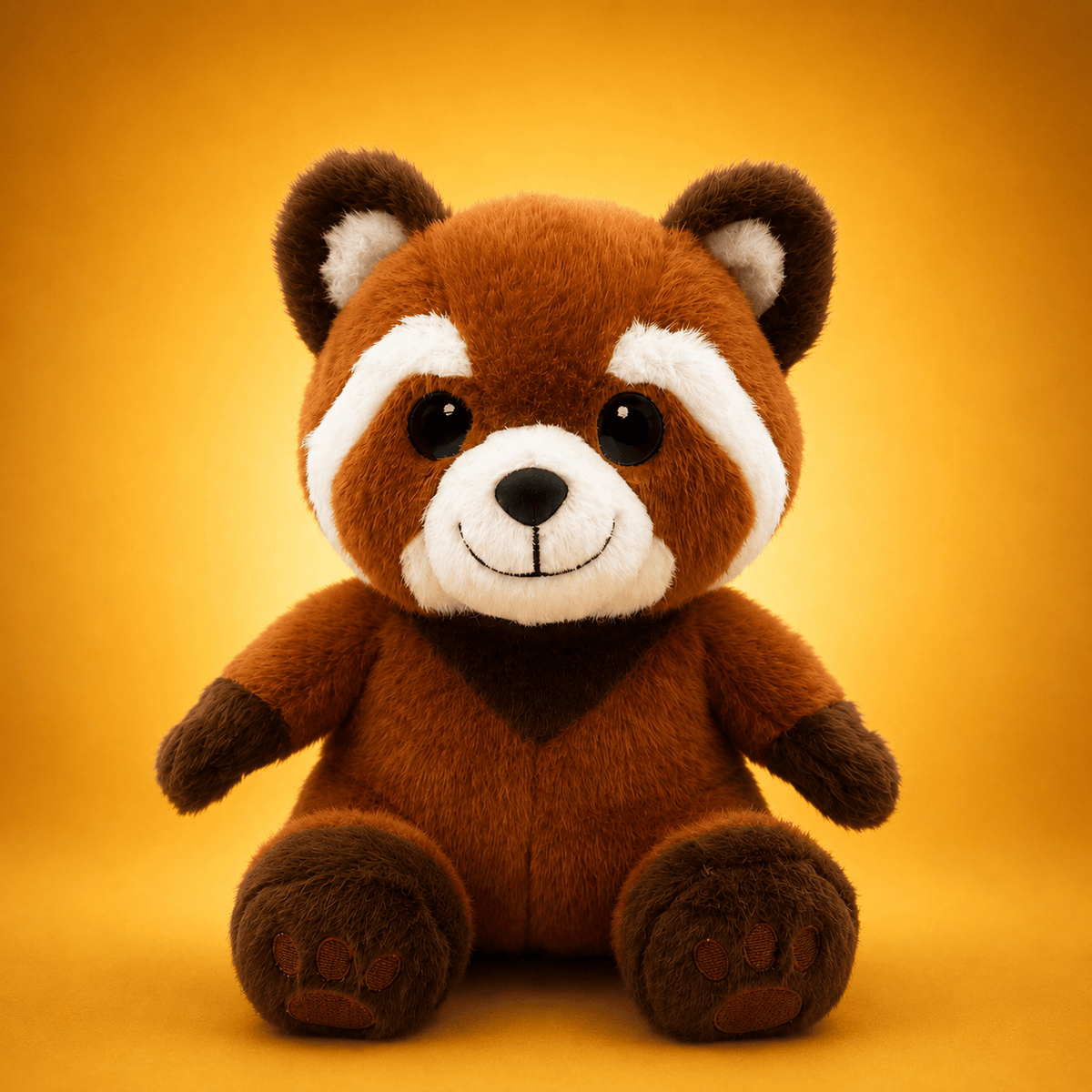 Ruby the red panda v2 on a yellow background