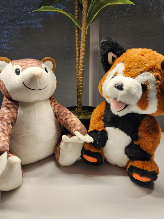 custom pangolin and red panda plush stuffed animals