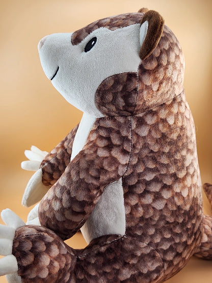 Paulie the Pangolin plush stuffed animal toy side view